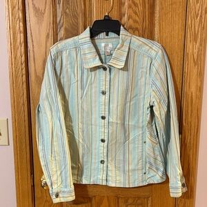 Vintage Christopher & Banks Multicolor Striped Jean Jacket